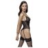 Cottelli - body rendado aberto com cinta-liga (preto) - XL