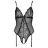 Cottelli - body rendado aberto com cinta-liga (preto) - XL