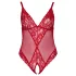 Cottelli Curves - body rendado transparente - vermelho - 3XL