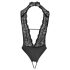 Abierta Fina - Body preto rendado aberto com strass