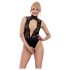 Abierta Fina - Body preto rendado aberto com strass
