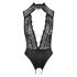 Abierta Fina - Body preto rendado aberto com strass