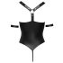 Cottelli Bondage: corpo brilhante e aberto com argolas (preto) - M