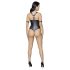 Cottelli Bondage: corpo brilhante e aberto com argolas (preto) - XL