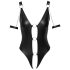 Cottelli Bondage: corpo brilhante e aberto com argolas (preto) - XL