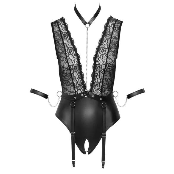 Cottelli Bondage - body rendado com choker - preto - M