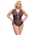 Cottelli Curves Plus Size - body lingerie transparente rendado - preto - 90D/XL