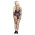 Cottelli Curves Plus Size - body lingerie transparente rendado - preto - 90D/XL