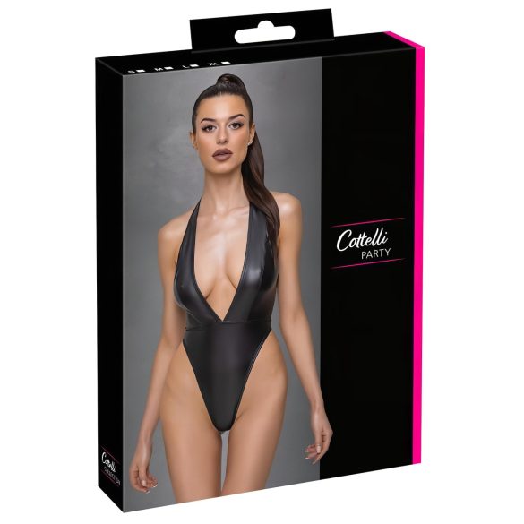 Cottelli Party - Body Brilhante com Colarinho (Preto) - XL