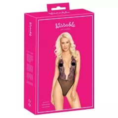 Body preto com bordado rosa para beijar - L/XL
