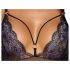 Cottelli - body de renda bordada aberto (preto-roxo) - M