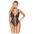 Abierta Fina - Body Aberto, Renda com Strass (Preto)