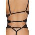 Abierta Fina - Body Aberto, Renda com Strass (Preto)