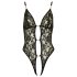 Abierta Fina - Body Aberto, Renda com Strass (Preto)