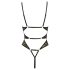 Abierta Fina - Body Aberto, Renda com Strass (Preto)