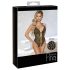 Abierta Fina - Body Aberto, Renda com Strass (Preto)