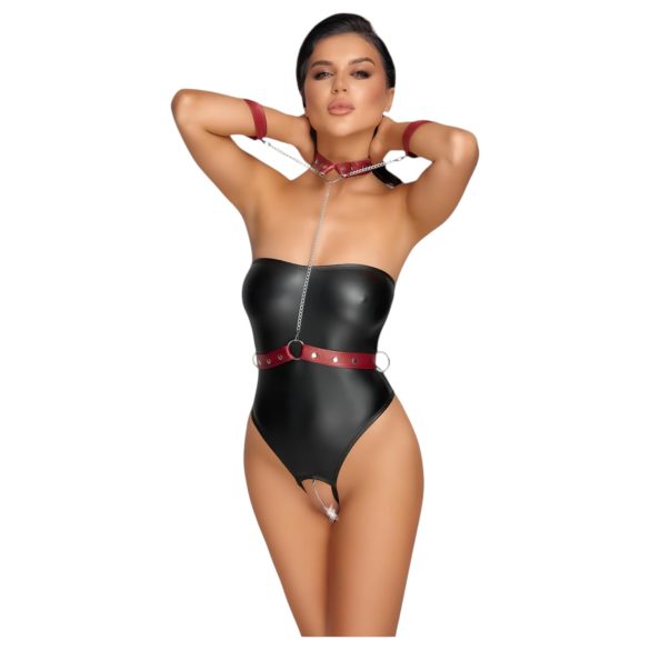 Cottelli Bondage - Body Brilhante com Algemas para Braços (Preto)