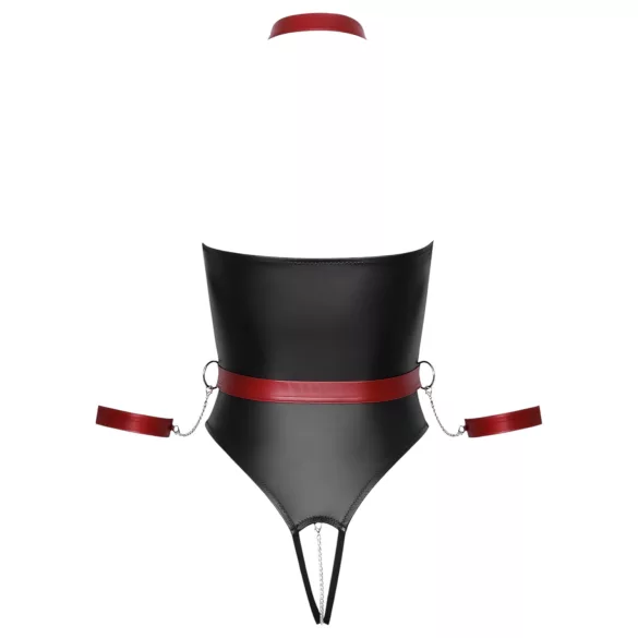 Cottelli Bondage - body brilhante com algemas de braço - preto - M