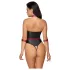 Cottelli Bondage - body brilhante com algemas de braço - preto - M