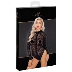   Noir - body de manga longa com estampa de leopardo (preto) - M