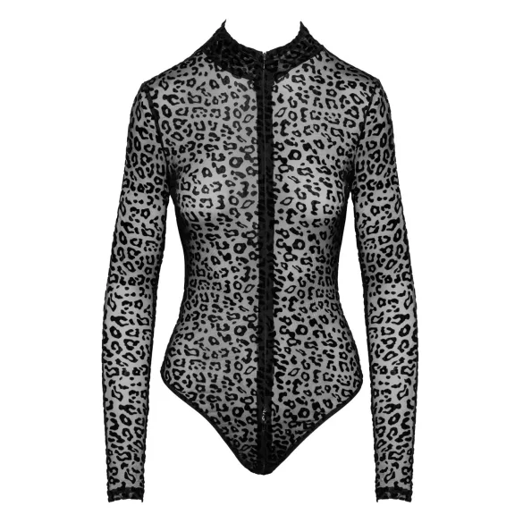 Noir - body de manga longa com estampa de leopardo (preto) - M