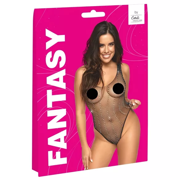 Cottelli - body arrastão com strass - preto - tamanho S-L