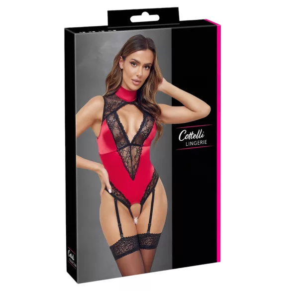 Cottelli - body de renda com gola - vermelho - L