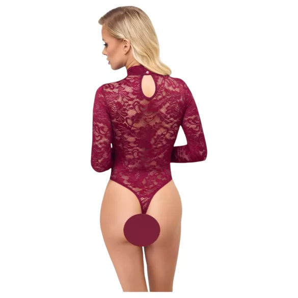 Cottelli - body de renda transparente (vermelho) - M