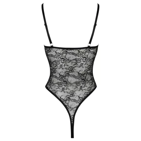 Cottelli - body feminino aberto transparente - renda preta
