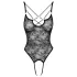Cottelli - body feminino aberto transparente - renda preta - L