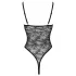 Cottelli - body feminino aberto transparente - renda preta - L