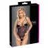 Cottelli - body feminino aberto transparente - renda preta - L