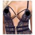 Cottelli - body sensual aberto com tiras (preto)