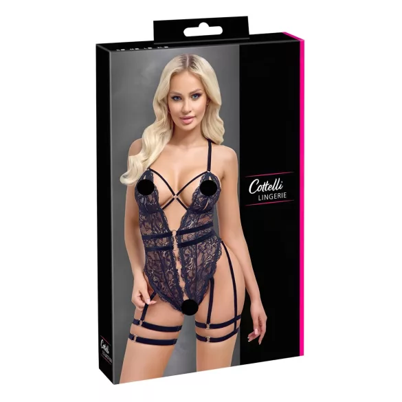 Cottelli - body sexy aberto com tiras - preto - L