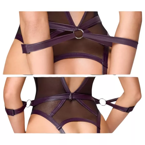 Cottelli Bondage - body aberto com algemas de braço - preto - M