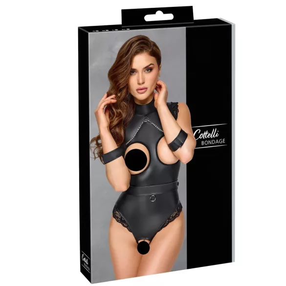 Cottelli Bondage - body aberto seios à mostra - preto