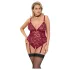 Cottelli Curves - body de renda com correntes - vermelho - 2XL