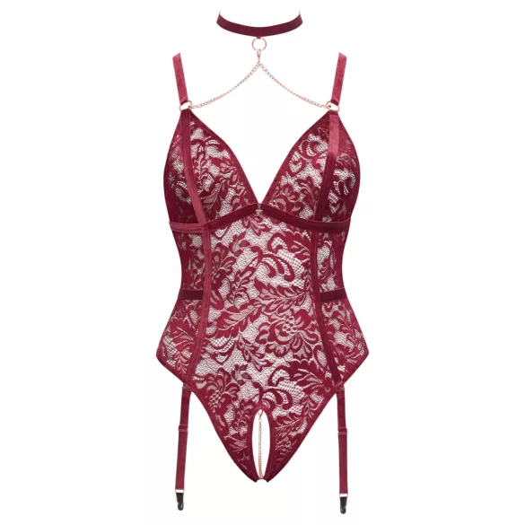 Cottelli Curves - body de renda com correntes - vermelho - 2XL