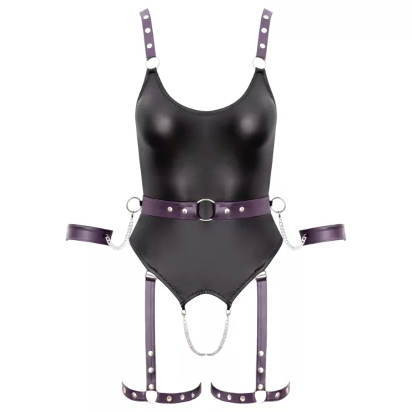 Cottelli - body bondage aberto com algemas - preto - M