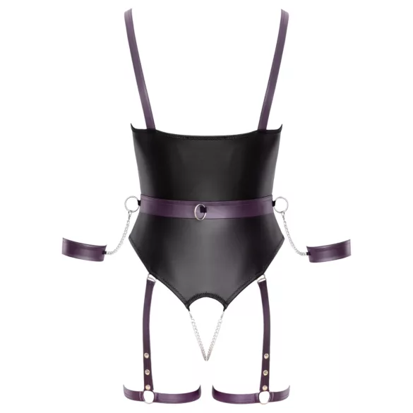 Cottelli - body bondage aberto com algemas - preto - M