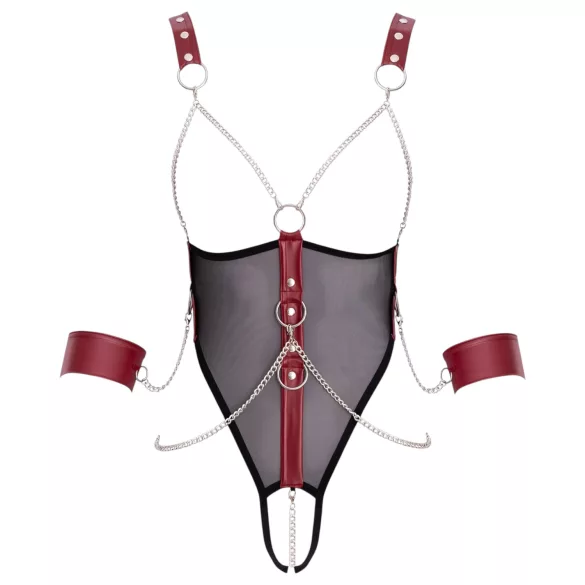 Cottelli Bondage - body aberto com alças e corrente - preto - M