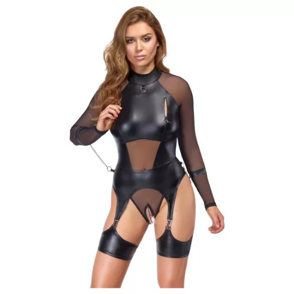 Cottelli Bondage - blusa transparente com algemas - preto - L