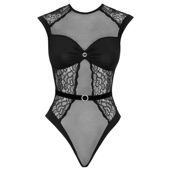Cottelli - body rendado transparente - preto