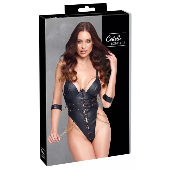Cottelli - body de bondage com correntes (preto) - L
