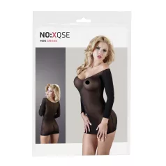   NO:XQSE - Body meia arrastão manga longa transparente - preto (S-L)