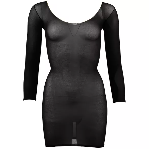 NO:XQSE - Body meia arrastão manga longa transparente - preto (S-L)