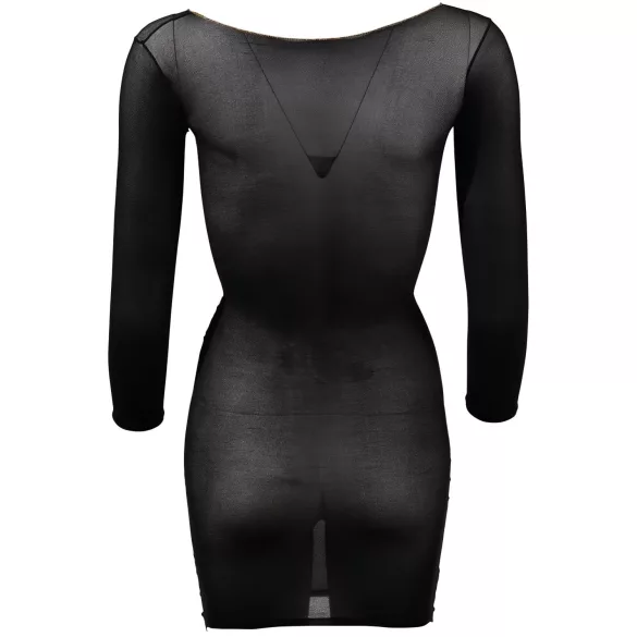 NO:XQSE - Body meia arrastão manga longa transparente - preto (S-L)
