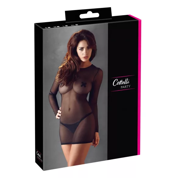 Cottelli - vestido transparente feminino - preto - L