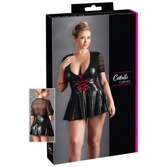 Cottelli Plus Size - vestido brilhante com espartilho vermelho (preto) - XXXXL