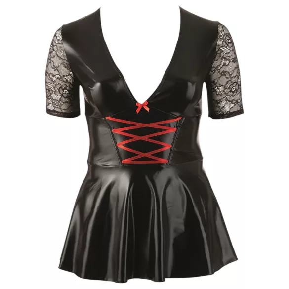 Cottelli Plus Size - vestido brilhante com espartilho vermelho - preto - XXXXL